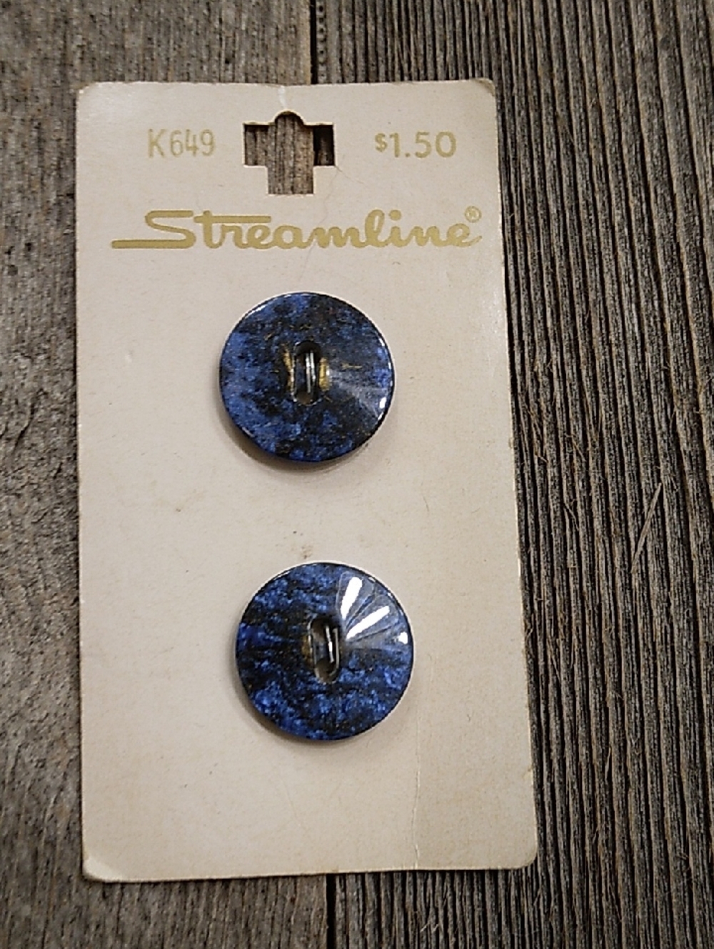 Streamline Vintage Blue Marbled Button Set Of 2